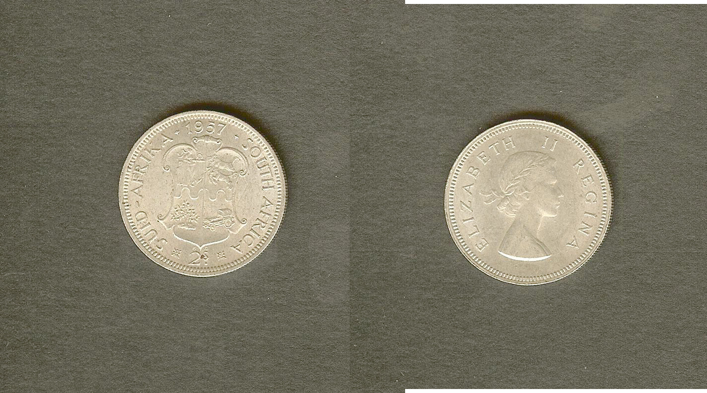 AFRIQUE DU SUD 2 shillings Elisabeth II 1957 SUP